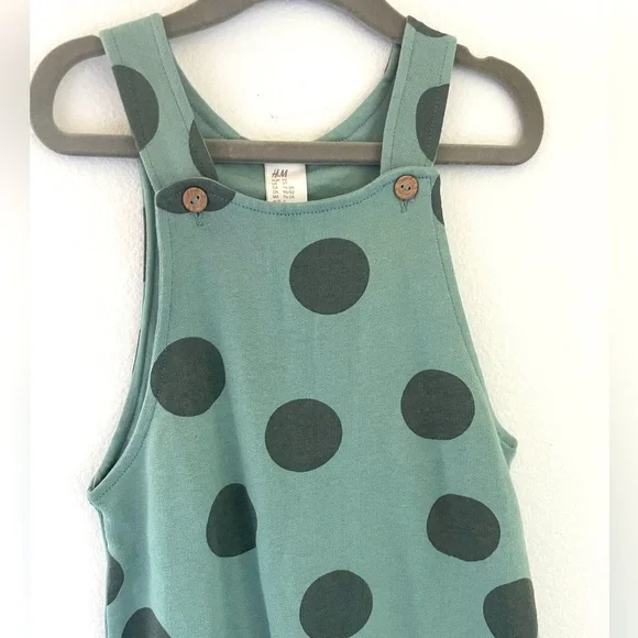 NWT H&M Kids Teal Overalls with Black Dots 2T - Picture 5 of 6